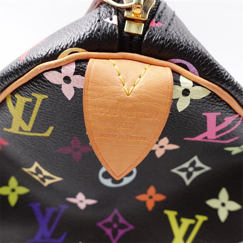 Pre-owned Louis Vuitton Speedy 30 Black Multi Coated Canvas Shoulder Bag