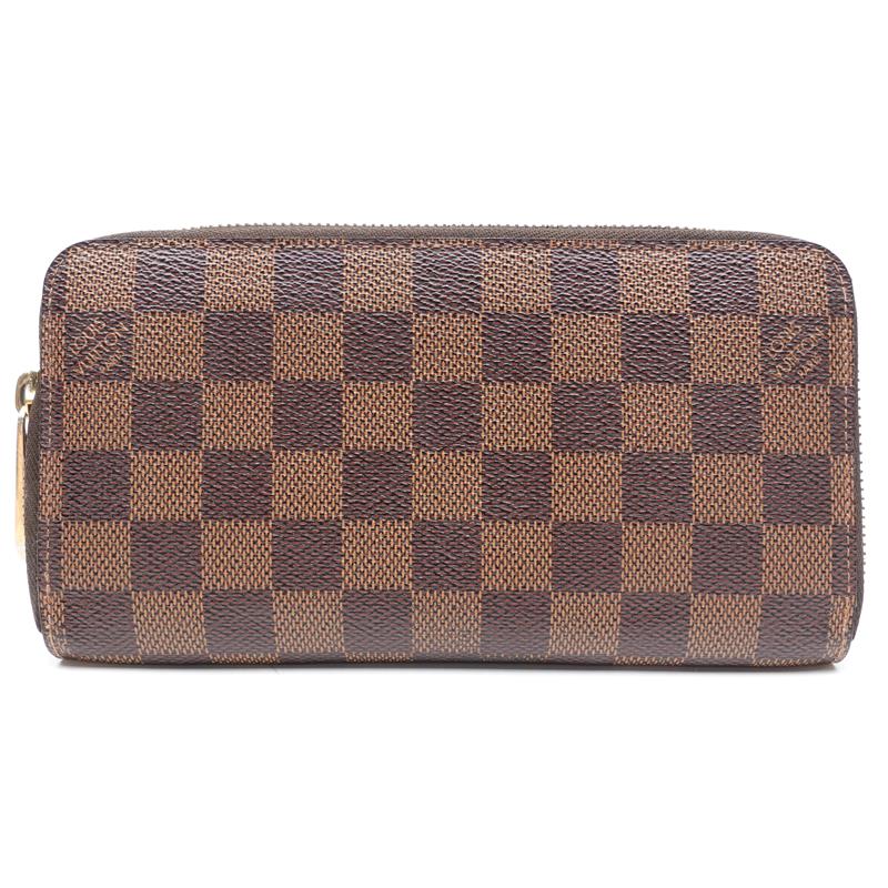 Pre-owned Canvas Small Leather Goods Louis Vuitton Damier Ebene Brown Coated Long Zippy Wallet