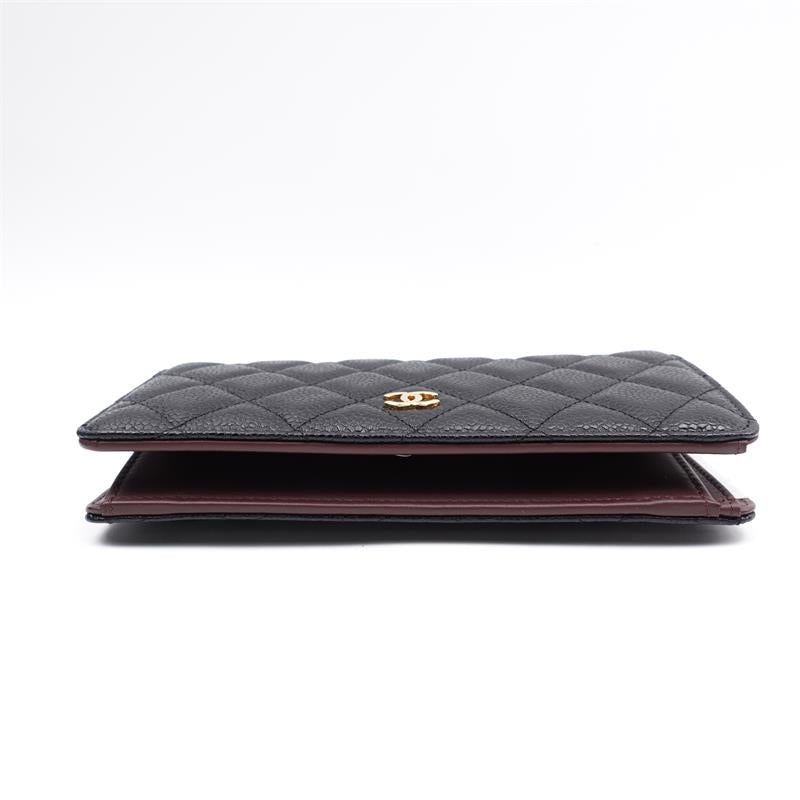 Pre-owned Chanel CF Black Caviar Bifold Wallet