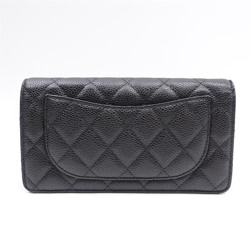 Pre-owned Chanel CF Black Caviar Bifold Wallet