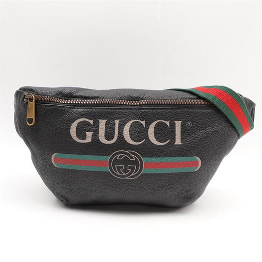 Pre-owned GUCCI calfskin Belt Bags Gucci PRINT Black GG Calfskin Bumbag