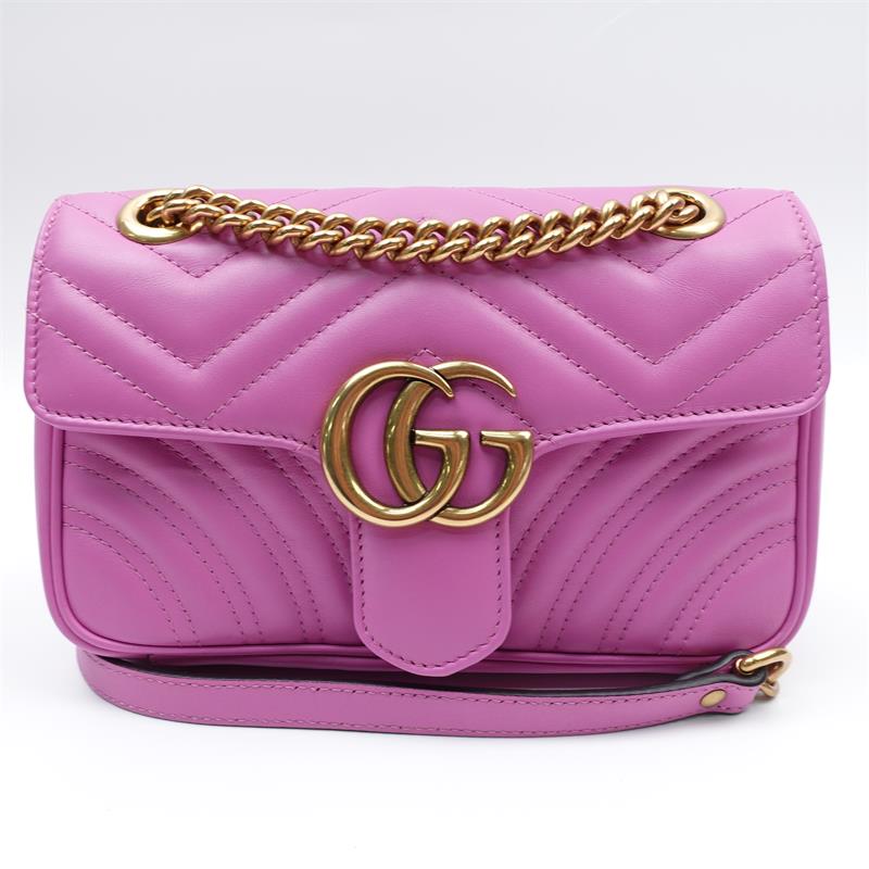 Pre-owned Gucci Marmont Mini Purple Calfskin Shoulder Bag