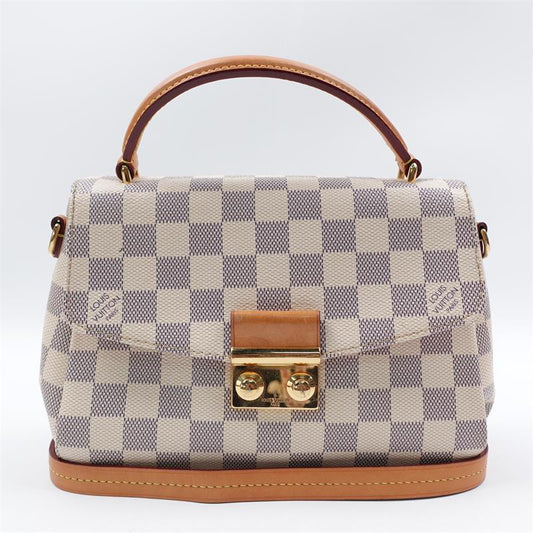 Pre-owned Louis Vuitton Canvas Shoulder Bags Croisette Damier Azur White Coated Shoulder Bag