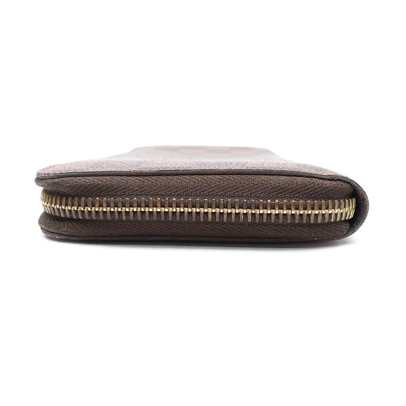 Pre-owned Canvas Small Leather Goods Louis Vuitton Damier Ebene Brown Coated Long Zippy Wallet