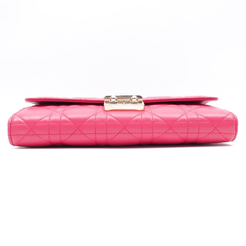 Pre-owned DIOR Lambskin Small Leather Goods Lady Rose Pink WOC