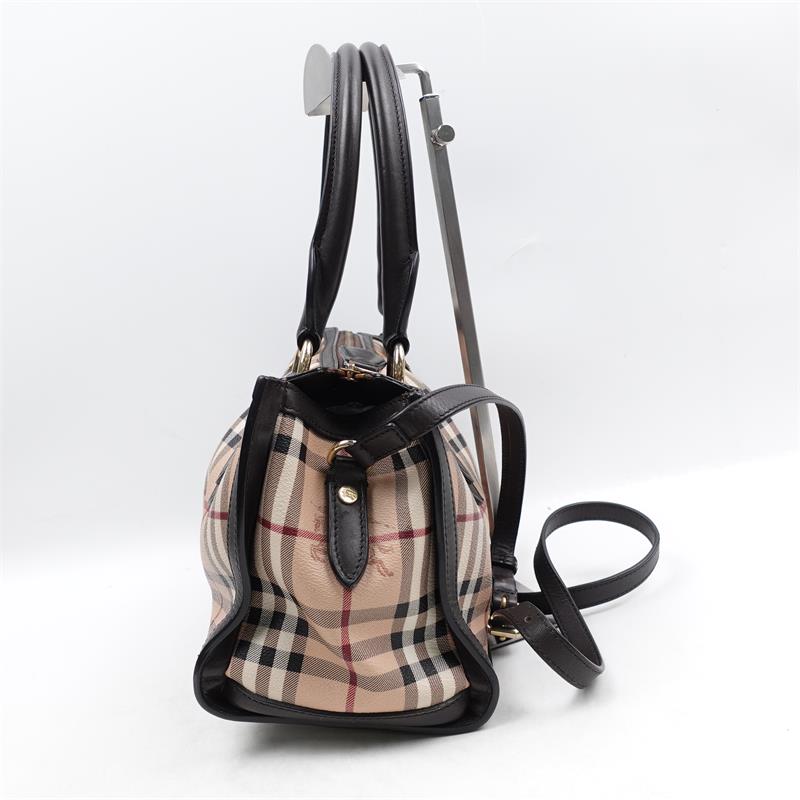 Pre-owned BURBERRY Coated Canvas Shoulder Bags Classic Plaid Beige Brown Shoulder Bag