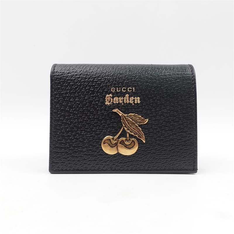 Pre-owned Gucci Black Letaher cherry Short Wallet