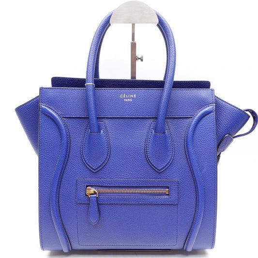 Pre-owned Celine Luggage Micro Blue Calfskin  Tote