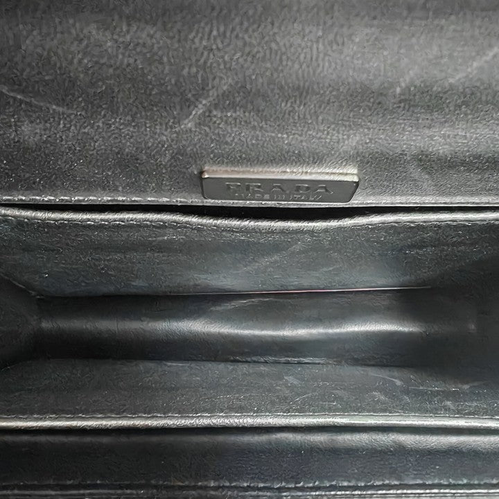 Prada Cahier Sliver Calfskin Shoulder Bag