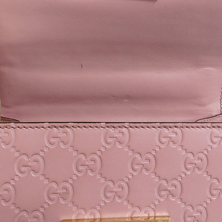 [DEAL]Pre-owned Gucci Padlock Pink GG Calfskin Shoulder Bag