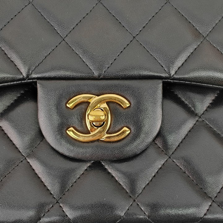 Pre-owned Chanel CF Jumbo Black Lambskin Shoulder Bag