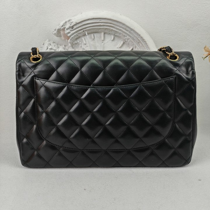 Pre-owned Chanel CF Jumbo Black Lambskin Shoulder Bag