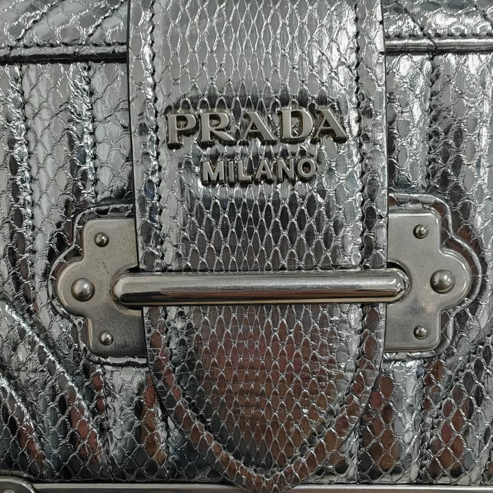 Prada Cahier Sliver Calfskin Shoulder Bag