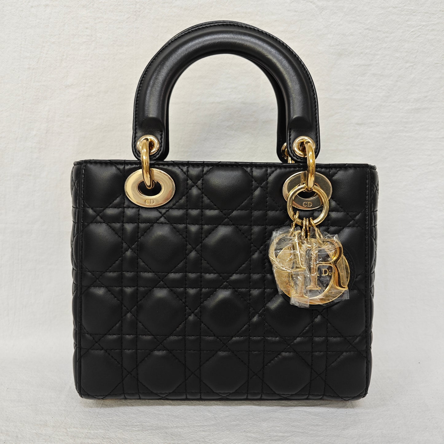 Pre-owned Dior Lady Small MyABC Black Lambskin Shoulder Bag