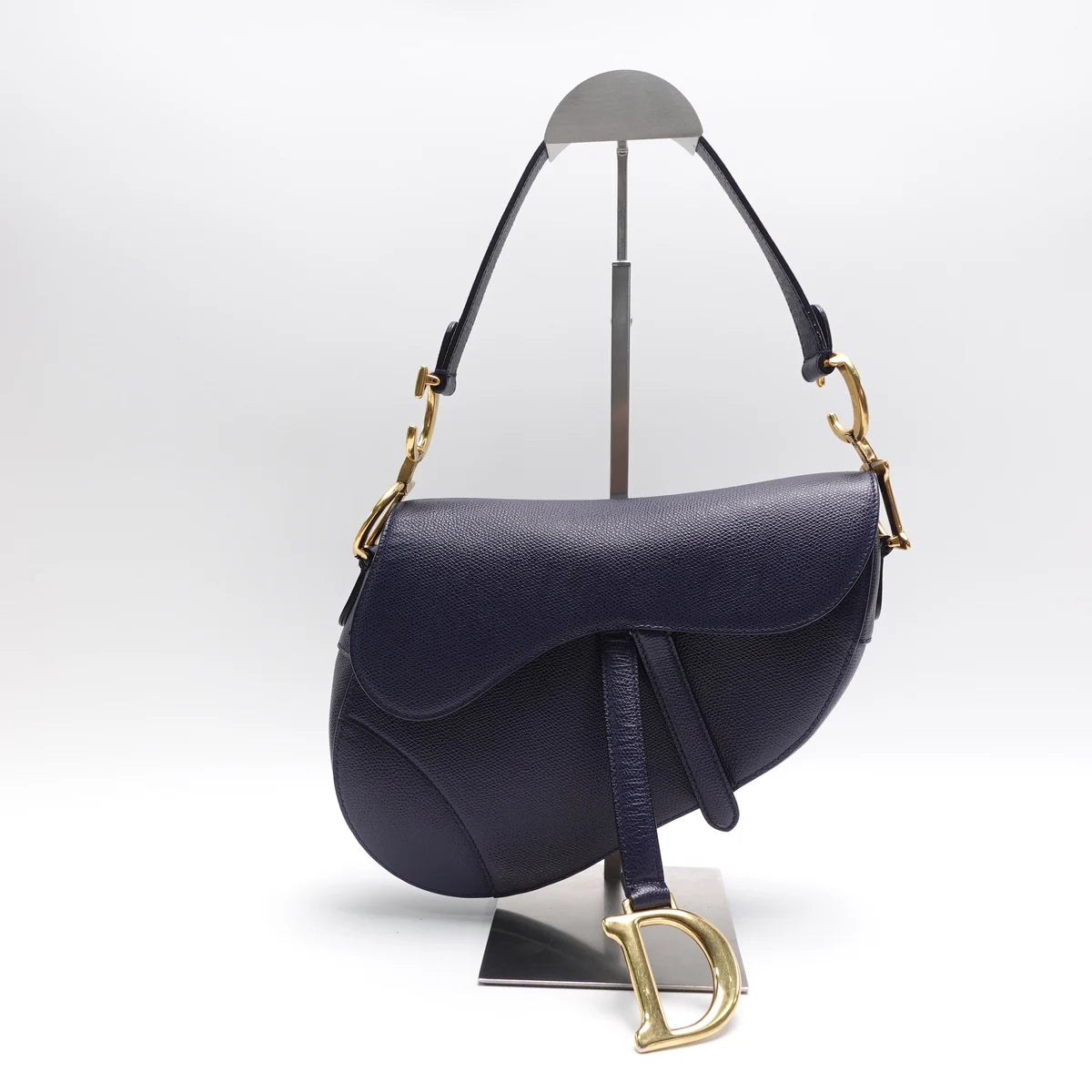 Dior Navy Grained Calfskin Saddle Bag